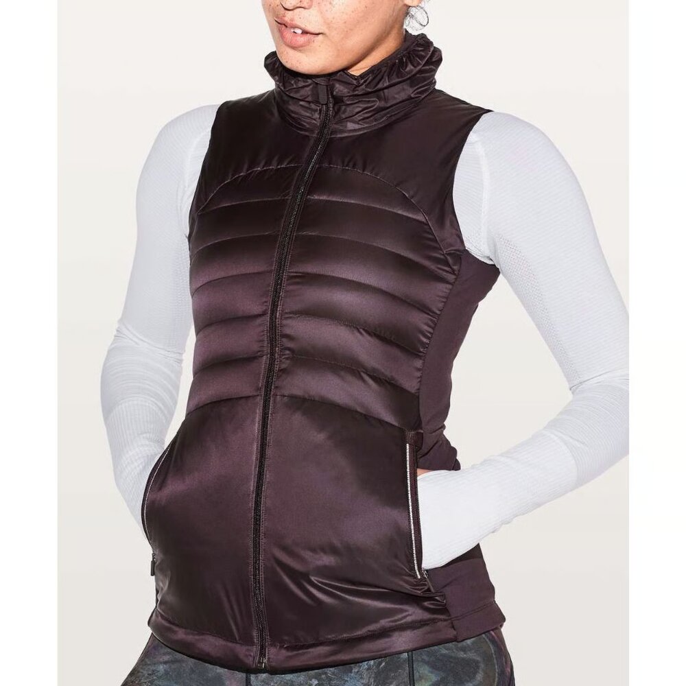 Lululemon Women's Purple Cherry Down For A Run II Slim Padded Puffer Vest Size 2